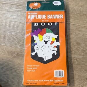 Michaels Halloween Ghost Appliqué Banner - Orange and Black